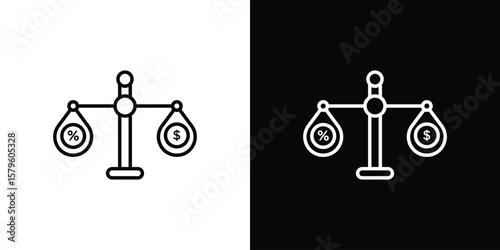 Taxes icon vector symbols pack in black and white lines