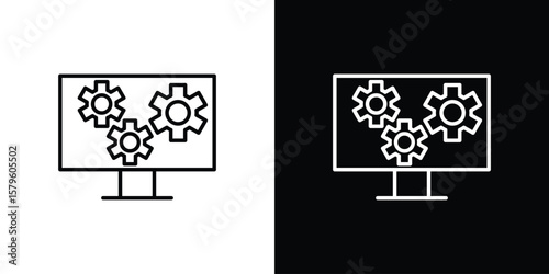 Software icon vector symbols pack in black and white lines