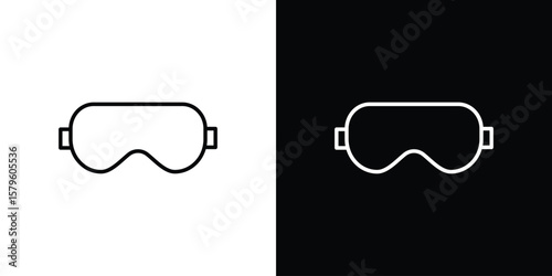 Snow Goggle icon vector symbols pack in black and white lines