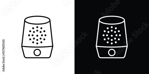 Smart speaker icon vector symbols pack in black and white lines