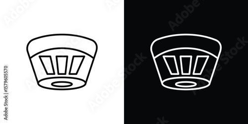 Smoke detector icon vector symbols pack in black and white lines