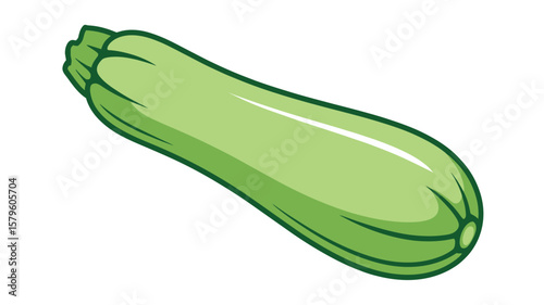 Cartoon Illustration of a Green Zucchini