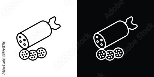 Salami icon vector symbols pack in black and white lines