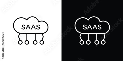 SaaS icon vector symbols pack in black and white lines