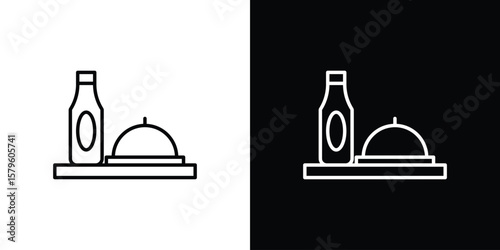 Room service icon vector symbols pack in black and white lines