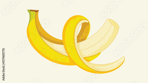 Peeled Banana with Peel in Twirl