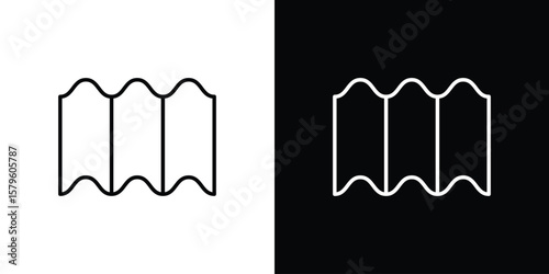 Roof tile icon vector symbols pack in black and white lines
