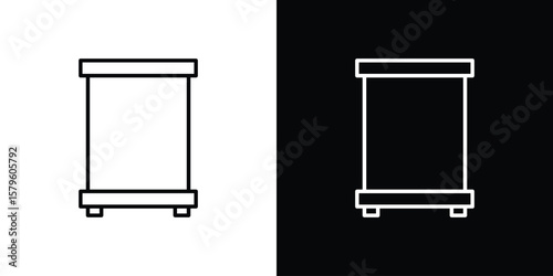 Roll up banners icon vector symbols pack in black and white lines