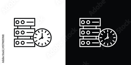 Real time data icon vector symbols pack in black and white lines