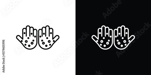 Rash hand icon vector symbols pack in black and white lines