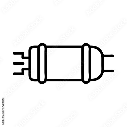 Outline radiator icon for heating system, featuring pipes and central heating elements. Radiator ensures thermal comfort, heat regulation, and water heating,
