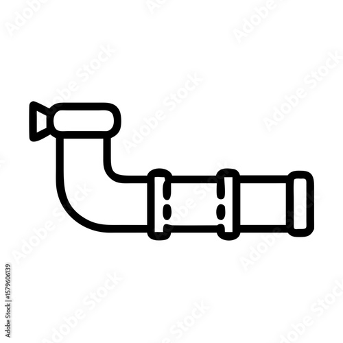 Plumbing pipe fitting showing a U-bend in black outline on a white background. Plumbing pipe fitting showcases connection details and components.