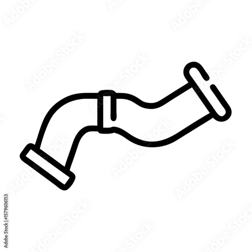 Outline of pipe fitting on white surface for illustration. Pipe fitting connections ensure proper assembly, as this fitting facilitates flow direction.