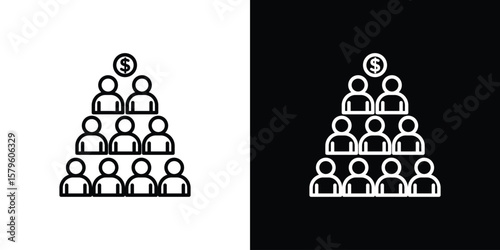Ponzi scheme icon vector symbols pack in black and white lines