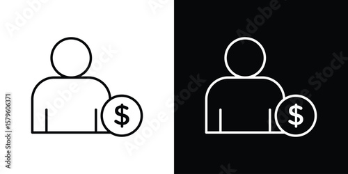 Personal loan icon vector symbols pack in black and white lines