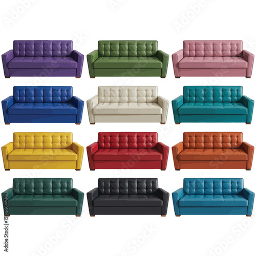 Set of Colorful Modern Sofas