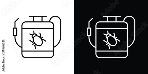 Pesticide icon vector symbols pack in black and white lines