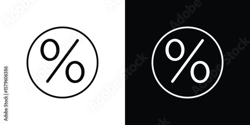 Percent icon vector symbols pack in black and white lines