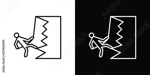 People Climbing icon vector symbols pack in black and white lines