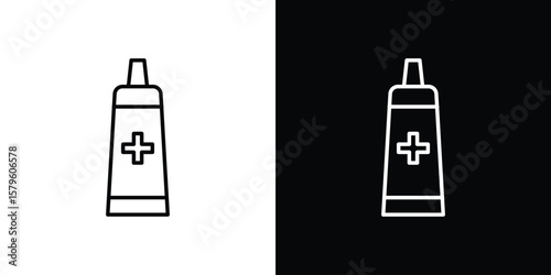 Ointment icon vector symbols pack in black and white lines