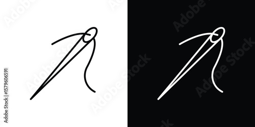 Needle icon vector symbols pack in black and white lines