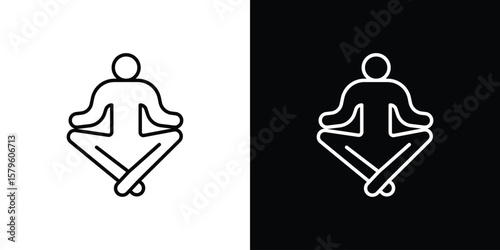 Meditating icon vector symbols pack in black and white lines