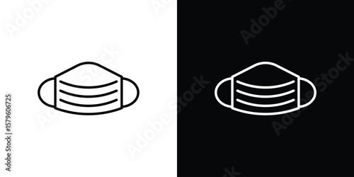 Medical mask icon vector symbols pack in black and white lines