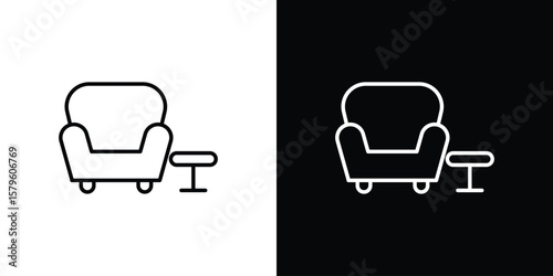 Lounge icon vector symbols pack in black and white lines