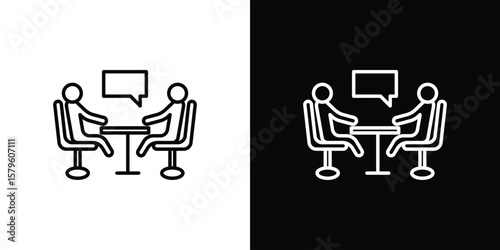 Job interview icon vector symbols pack in black and white lines