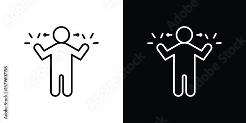Irritated human icon vector symbols pack in black and white lines