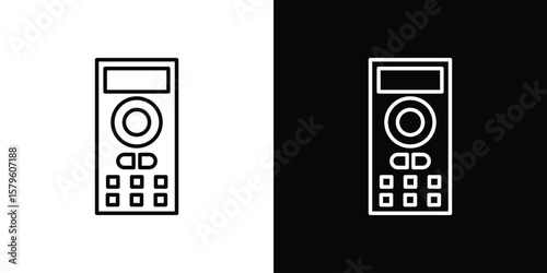 Intercom icon vector symbols pack in black and white lines