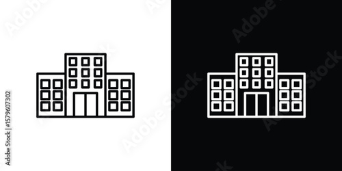 hotel icon vector symbols pack in black and white lines