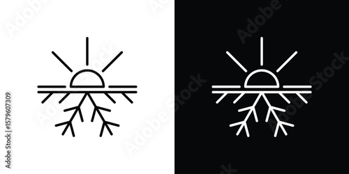 Hot and cold icon vector symbols pack in black and white lines