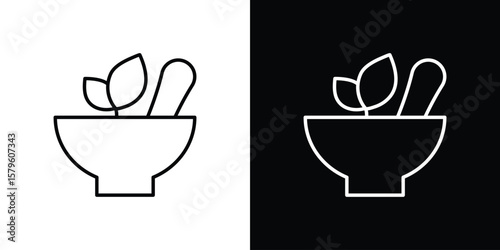 Herbal medicine icon vector symbols pack in black and white lines