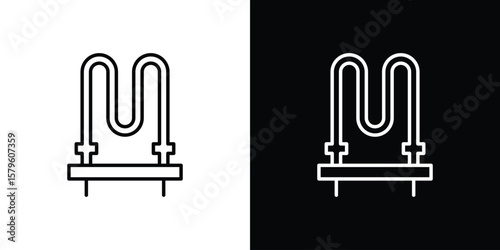 Heating element icon vector symbols pack in black and white lines