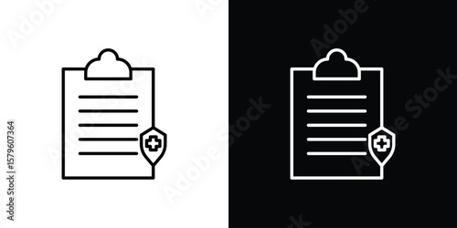 Health insurance icon vector symbols pack in black and white lines