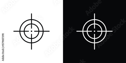 Gun target icon vector symbols pack in black and white lines