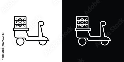 Food delivery icon vector symbols pack in black and white lines