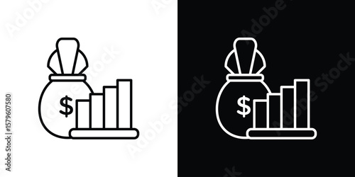 Fiscal policy icon vector symbols pack in black and white lines