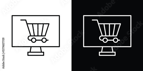 E commerce platform icon vector symbols pack in black and white lines
