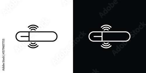 Dog microchip icon vector symbols pack in black and white lines