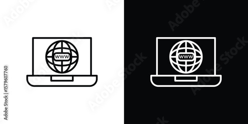 Domain icon vector symbols pack in black and white lines