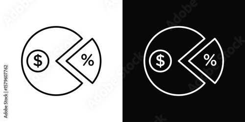 Dividend yield icon vector symbols pack in black and white lines