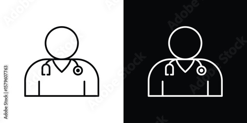 Doctor icon vector symbols pack in black and white lines