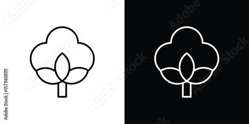 Cotton icon vector symbols pack in black and white lines