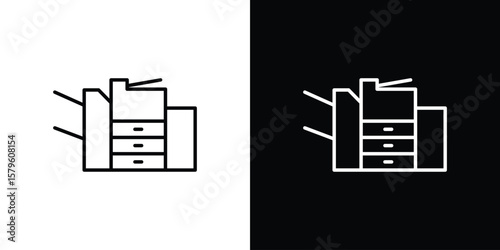 Copier icon vector symbols pack in black and white lines