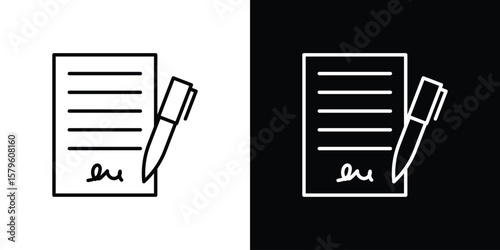 Contract icon vector symbols pack in black and white lines