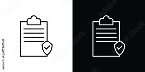 Contract coverage icon vector symbols pack in black and white lines