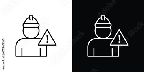 Construction risk icon vector symbols pack in black and white lines