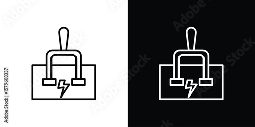 Circuit Breaker icon vector symbols pack in black and white lines